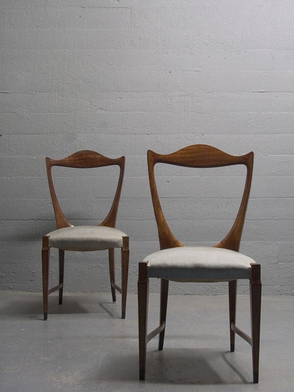 Italian An important pair of mahogany & ebony side chairs by Paolo Buffa
