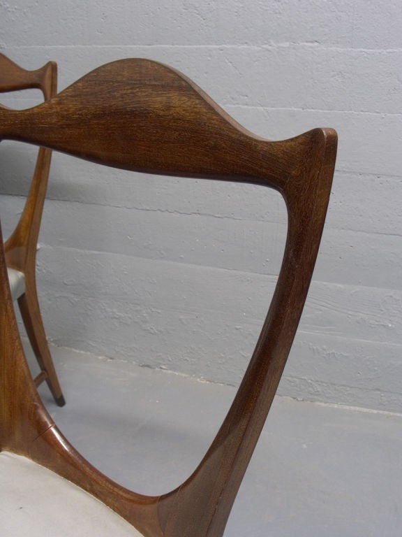 Mahogany An important pair of mahogany & ebony side chairs by Paolo Buffa