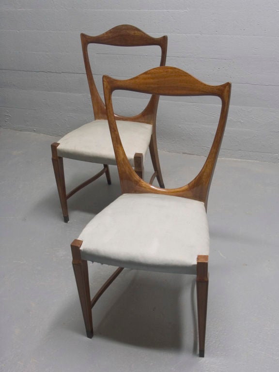 An important pair of mahogany & ebony side chairs by Paolo Buffa 1