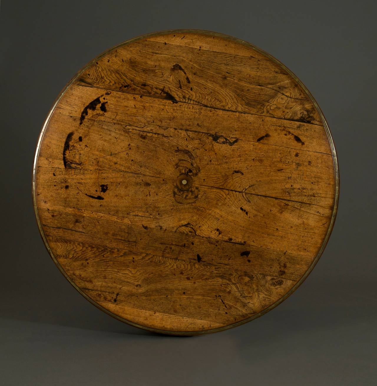 English William IV Oak Presentation Center Table Mounted with Inscribed Brass and Stone For Sale