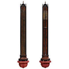 A Rare Pair of Kingwood and Ebonized Thermometer and Barometers by Cleret
