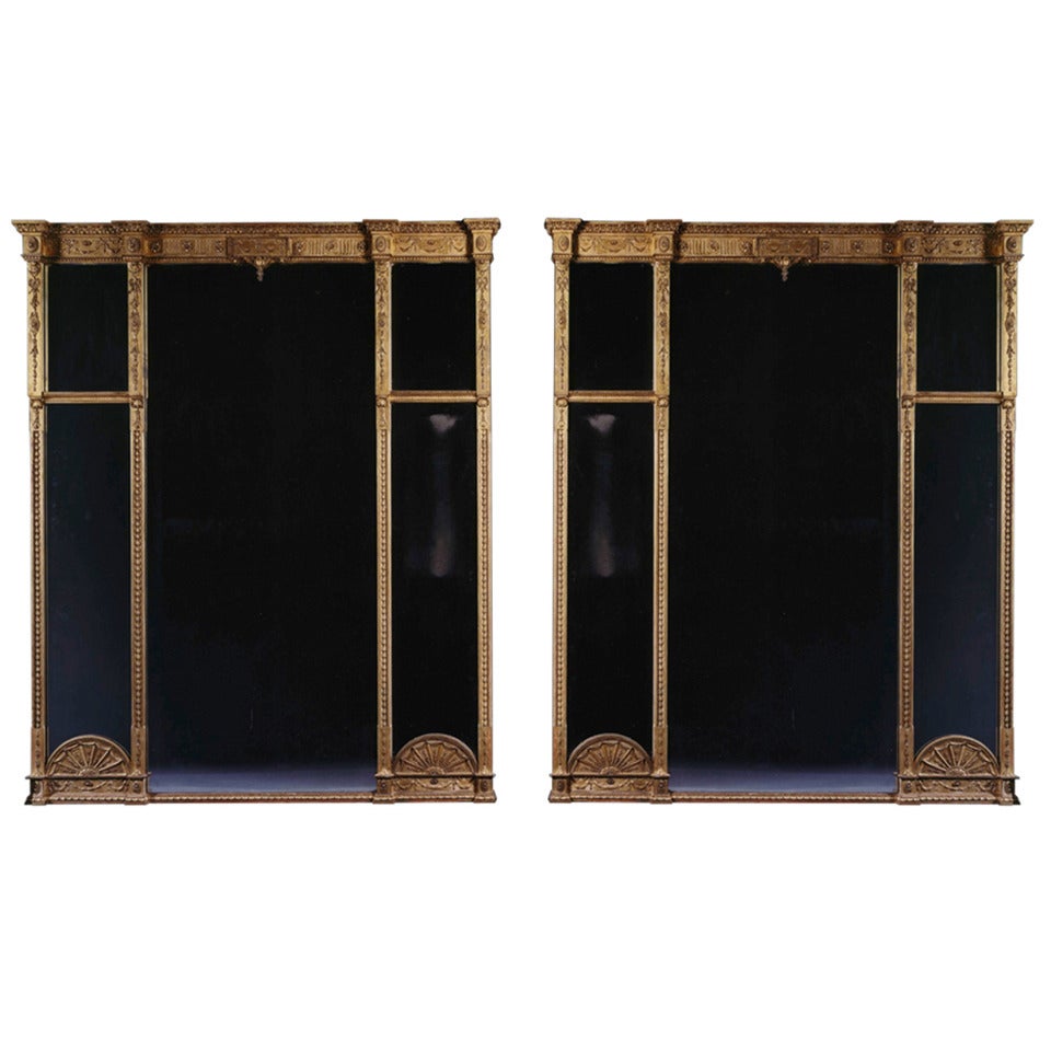 A  Pair Of Massive Sectional Glass Mirrors To A Patented Design By George Sims For Sale