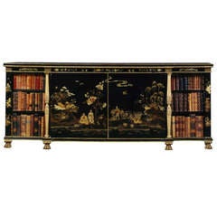 A Black Lacquer Papier Mâché Side Cabinet of Attributed to Henry Clay