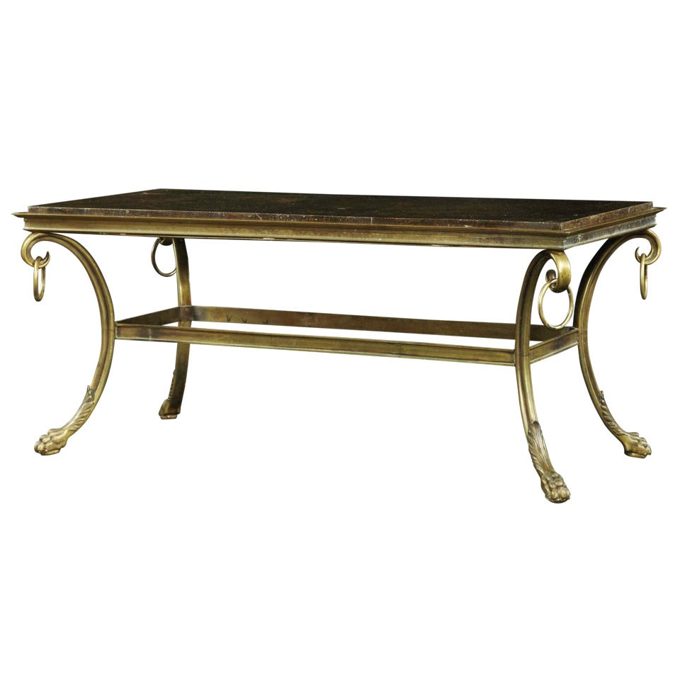A Directoire Inspired Gilt Brass & Scagliola Low Table For Sale