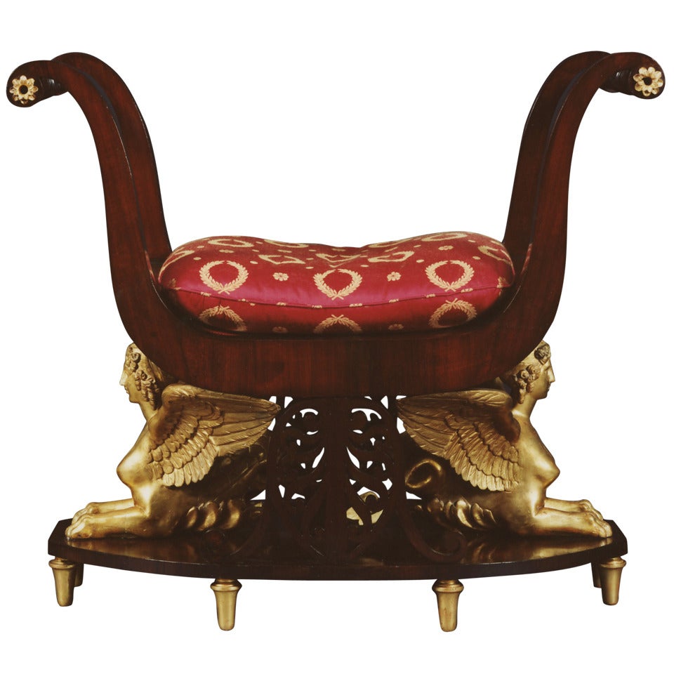 An Important Neoclassical Partridgwood And Giltwood Stool For Sale