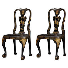 Rare Pair of Chinese Export Side Chairs Made in the English ‘Queen Anne’ Taste