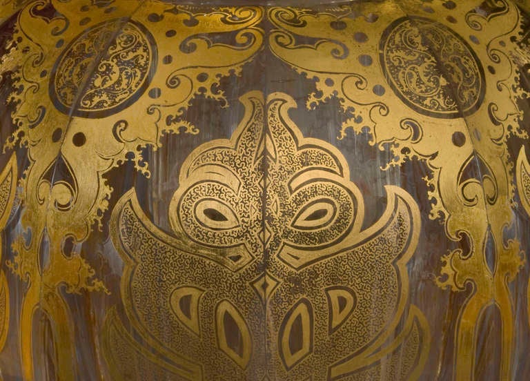 Monumental Cut Glass and Gilded Vase of Alhambra Form In Good Condition For Sale In New York, NY