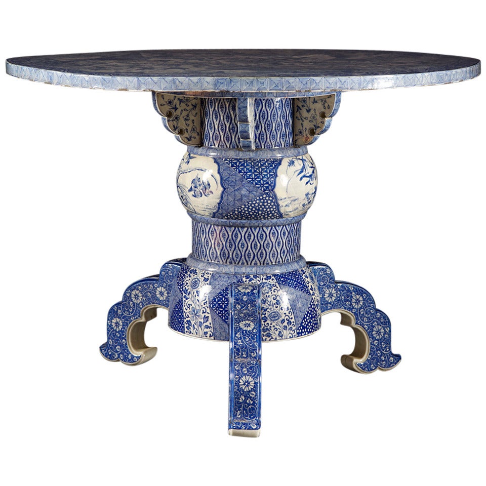 A Porcelain Center Table Attributed To The Katō Mokuzaemon II Factory For Sale