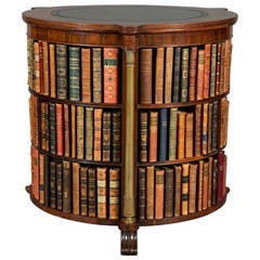 Interesting Circular Kneehole Desk, Open Bookshelf