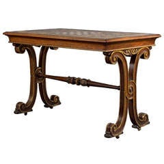 Rosewood And Parcel Gilt Inlaid Center Table With Chessboard Specimen Marble Top
