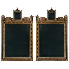 A Charming Pair Of Red-Painted And Giltwood Mirrors