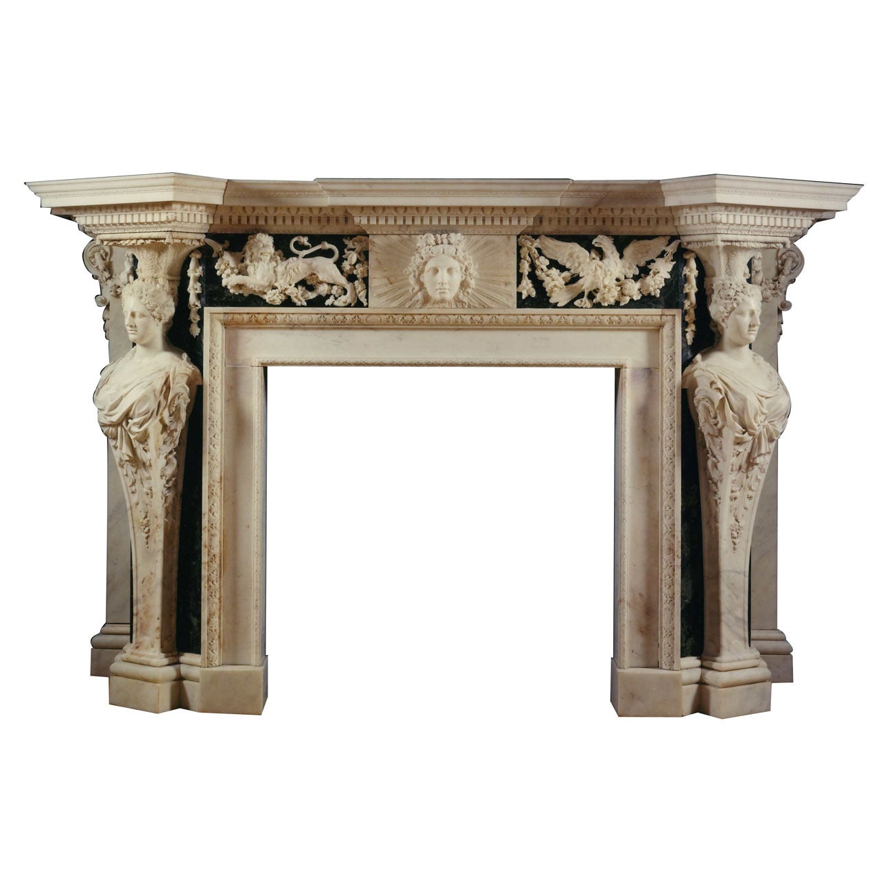 A Pair Of Marble Chimneypieces Possibly Designed By William Kent For Sale