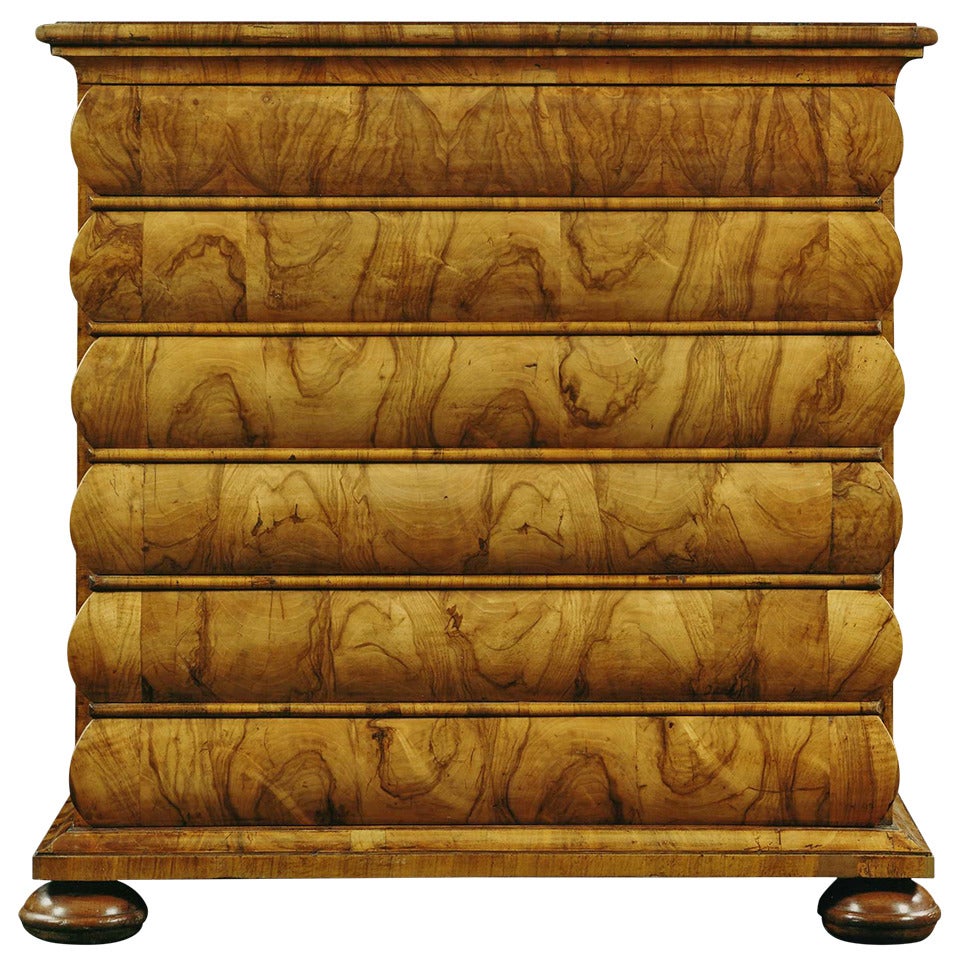A Highly Unusual Late Baroque Walnut And Marquetry Commode For Sale