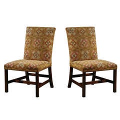 A Rare Pair Of George III Side Chairs With Original Needlework Covering