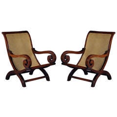 A Pair of Rosewood X-Form Armchairs in the Manner of Karl Friedrich Schinkel