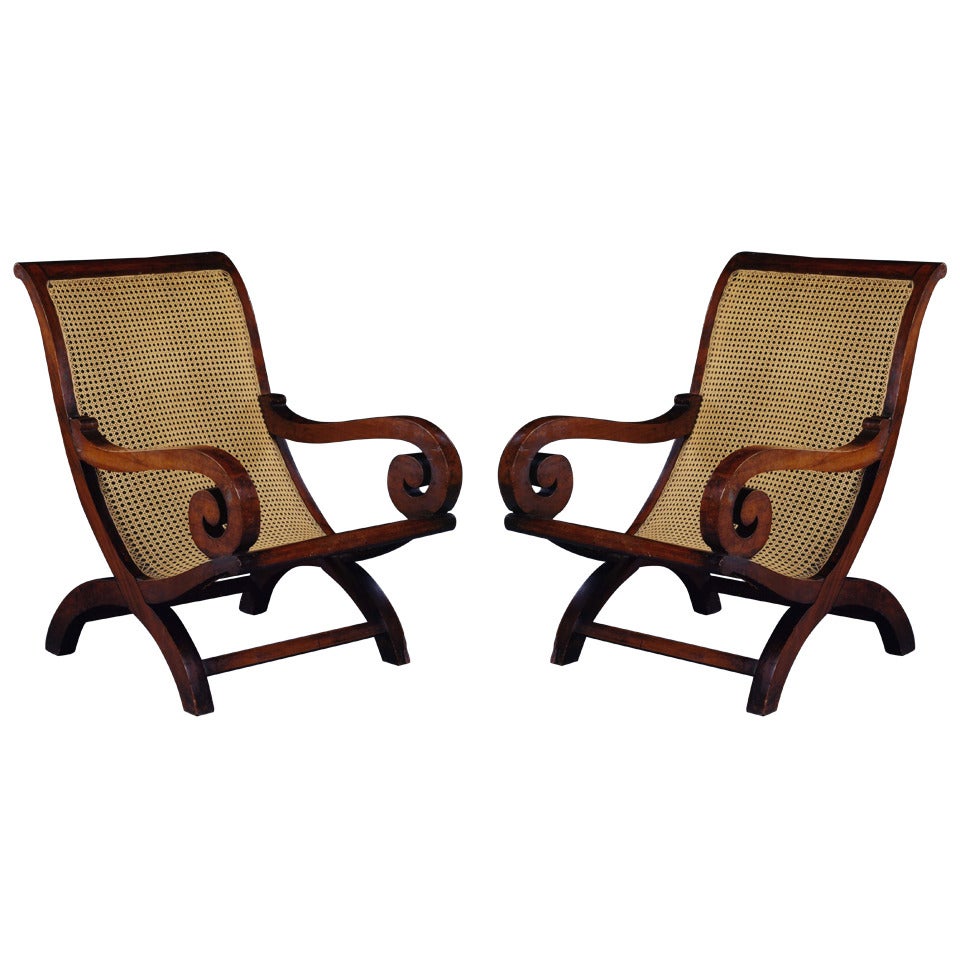 A Pair of Rosewood X-Form Armchairs in the Manner of Karl Friedrich Schinkel For Sale