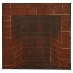 Painted Fireboard Depicting A Brick Fireplace