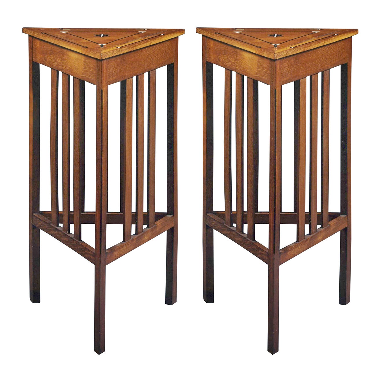 Pair of 'Bombay Secessionist' Inlaid Palmwood Center Tables For Sale