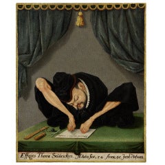 Portrait Of The Armless Calligrapher Thomas Schweiker By Jakob Hoffmann