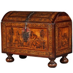 A Rare Inlaid And Engraved Miniature Marquetry Coffer