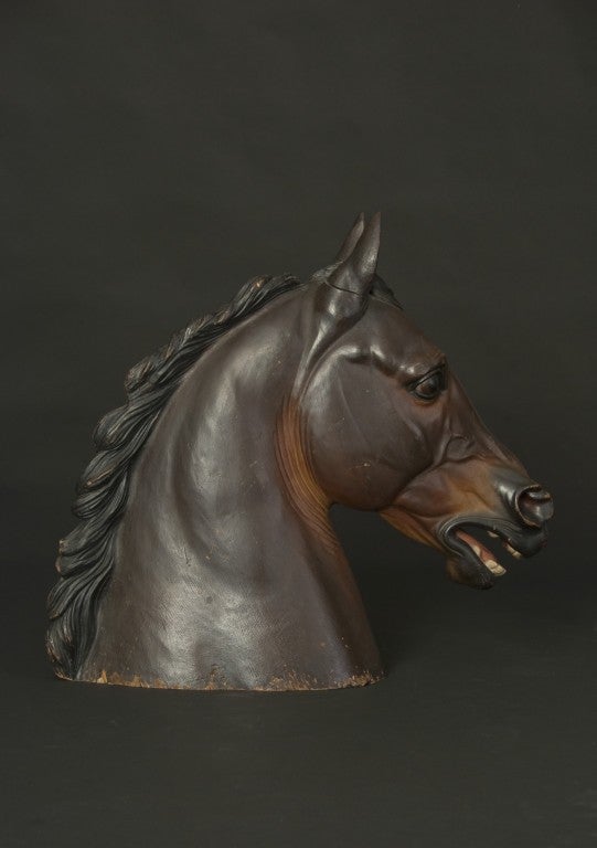 Wood A Finely Modeled Sculpture of Horse's Head For Sale