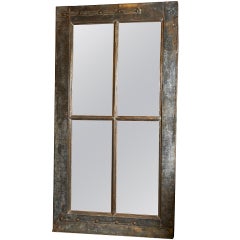 Zinc clad window frame, c. 1900, now with mirror glass
