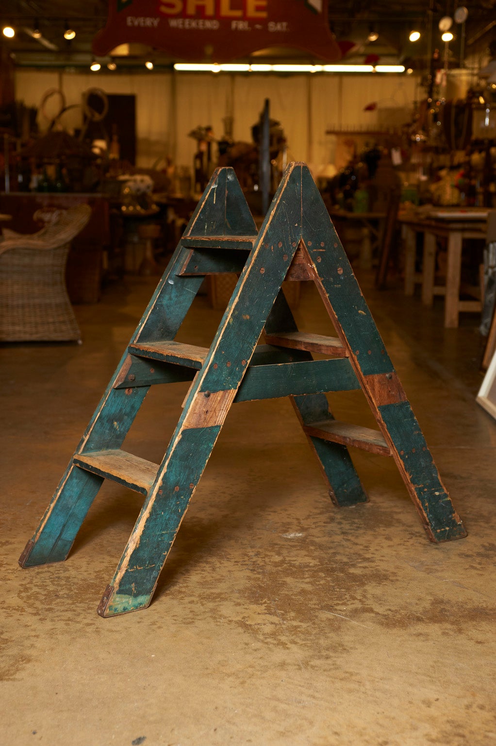 Vintage painted step ladder, early 20th c.