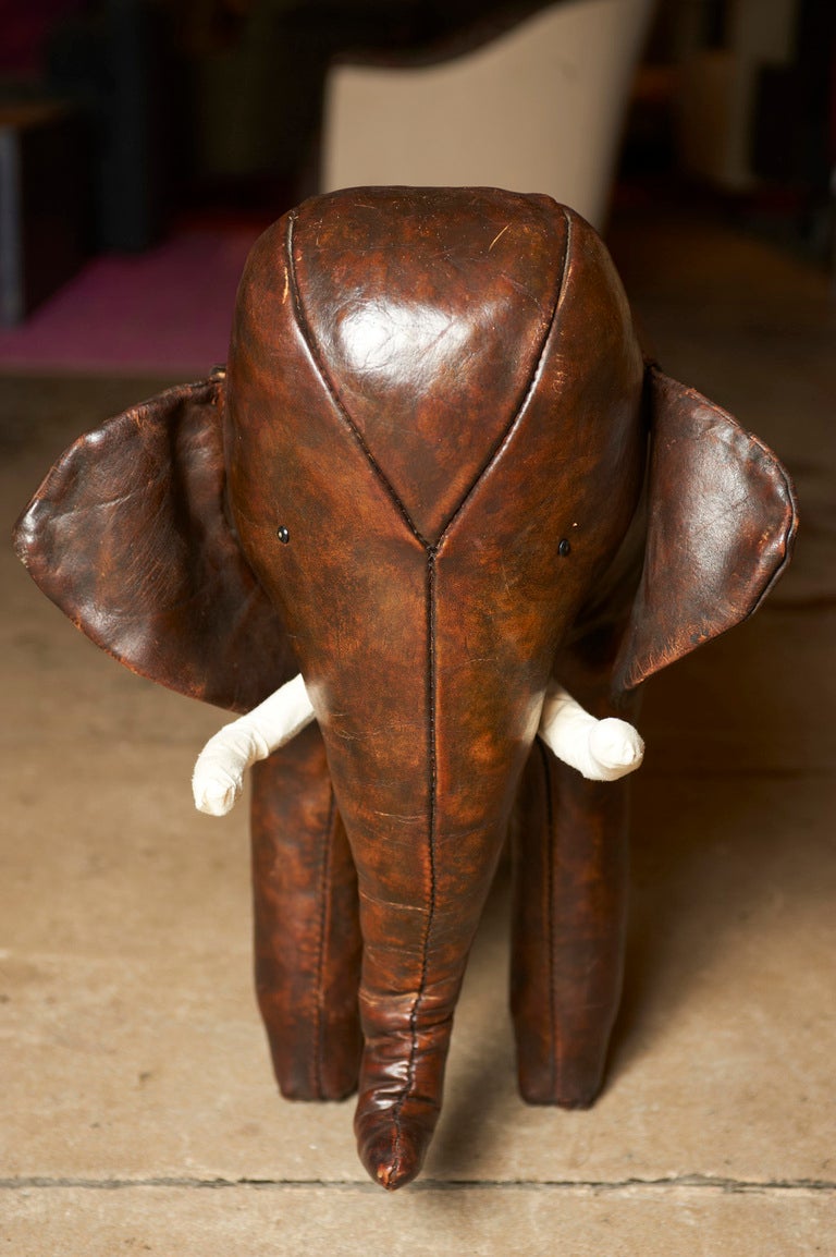Vintage Abercrombie & Fitch leather elephant foot rest, c. 1960