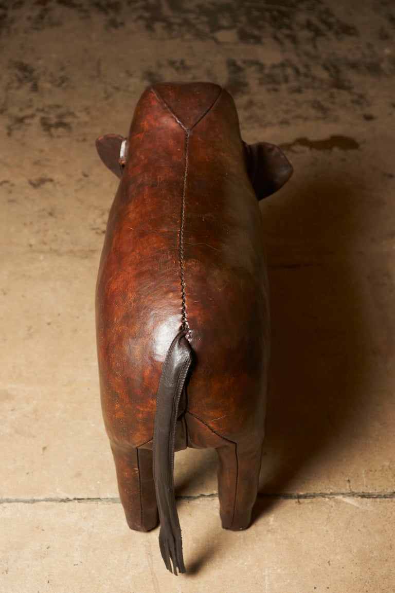 Vintage Abercrombie and Fitch Leather Elephant Foot Rest ca. 1960 at