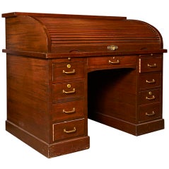 American Mahogany Roll-top Desk, C. 1920-40