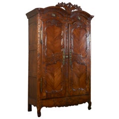 Antique French fruitwood armoire, c. 1837