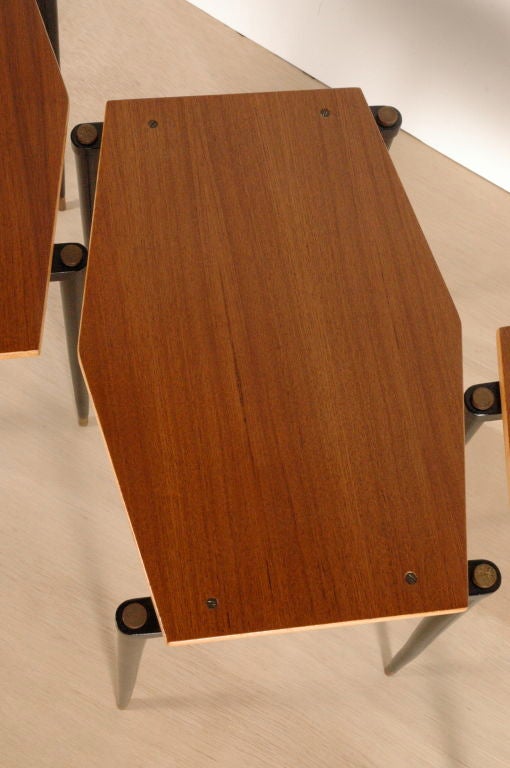 Architectural Teak Nesting Tables For Sale 1