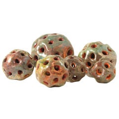6 Multi Colored Ceramic Balls by Van Milders