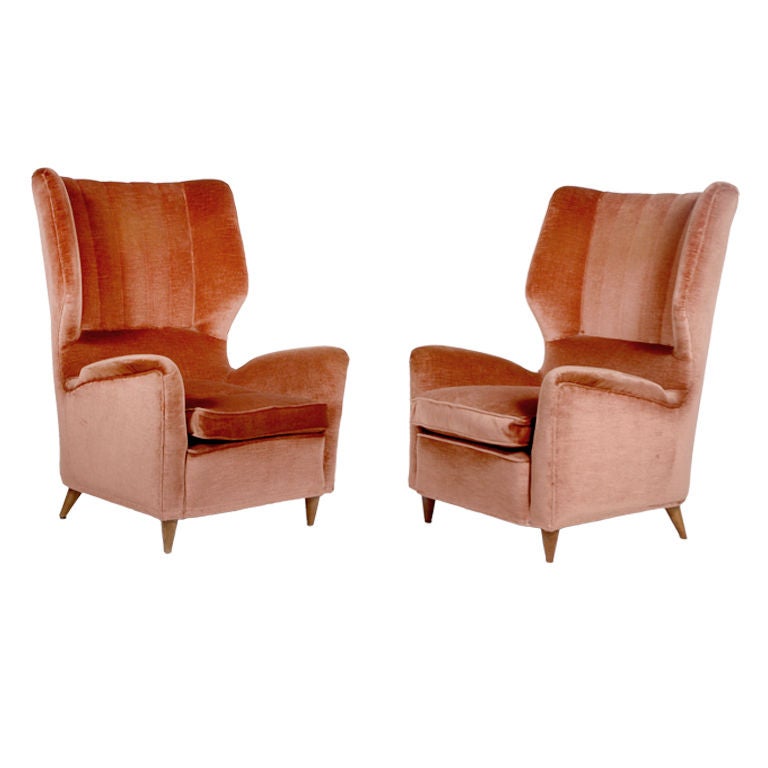 Authentic pair of Gio Ponti High Back Library  Chairs