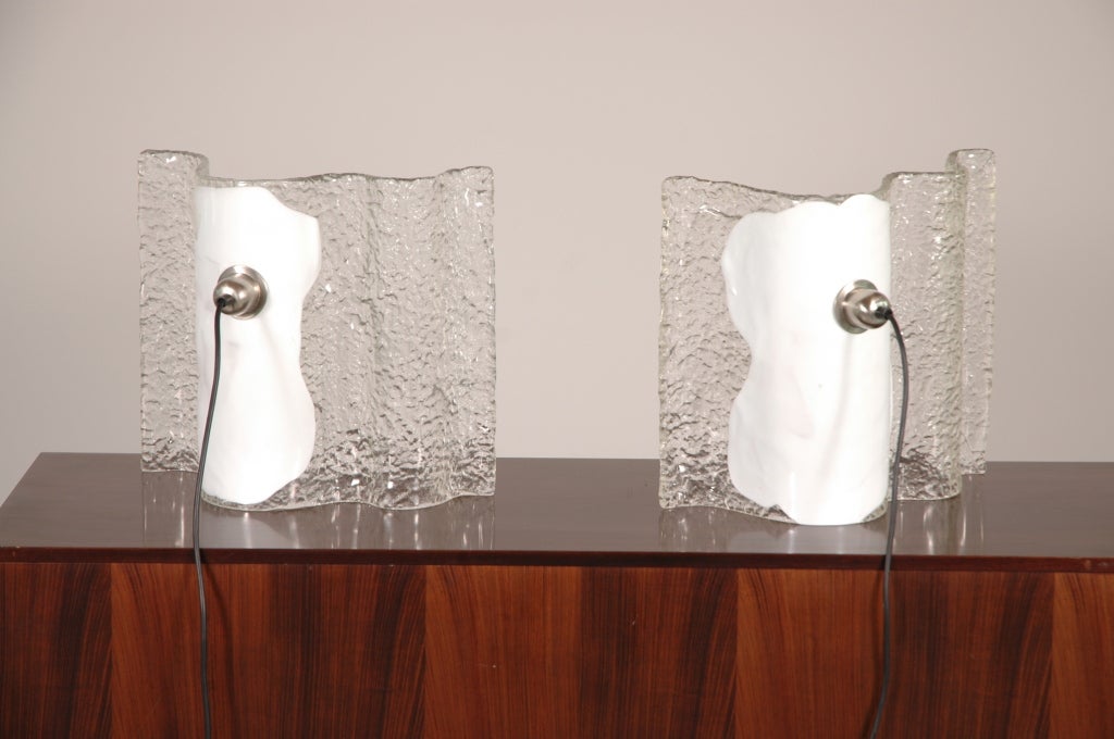 Pair of Spectacular Mazzega  Glass Table Lamps 4