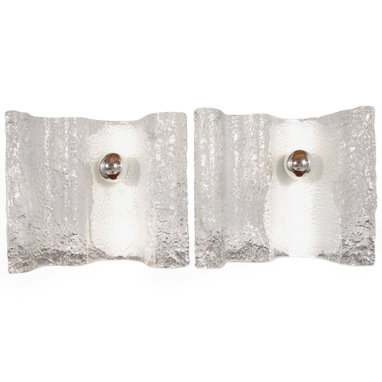 Pair of Spectacular Mazzega  Glass Table Lamps