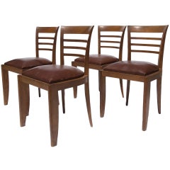 4 French leather covered chairs