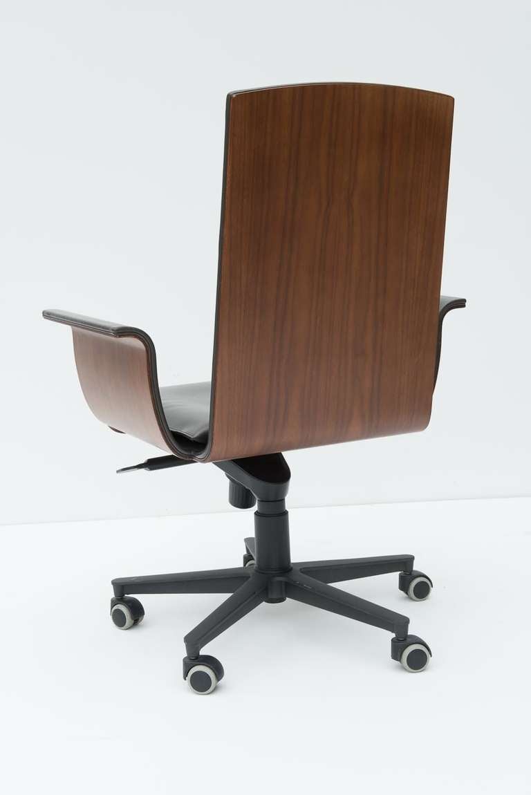 20th Century Italian Bent Plywood & Leather Desk Chair