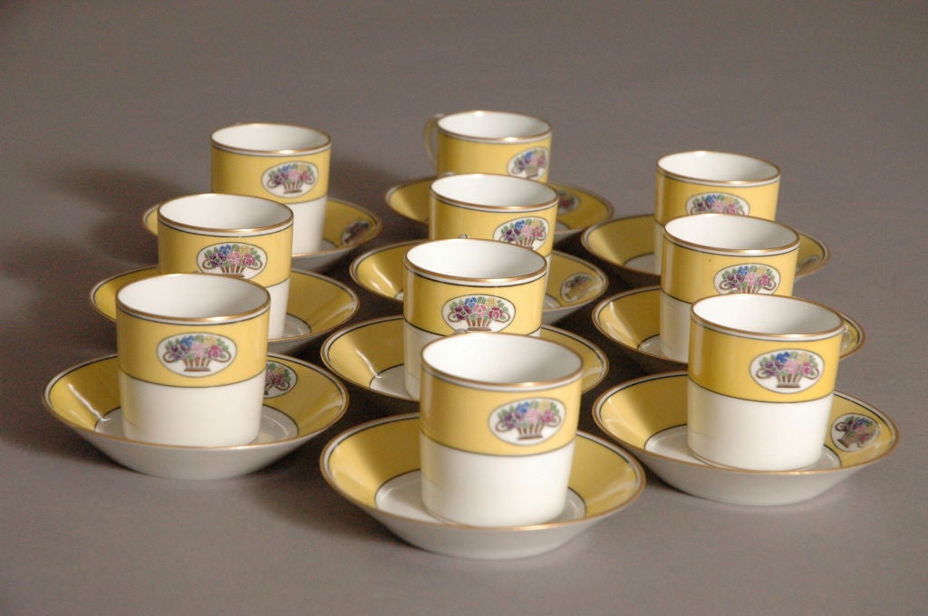 Elegant set of 10 Demi Tasse signed E Bourgeois