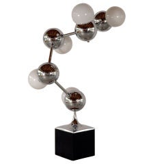 Italian Chrome and Wood Table Lamp Italian Chrome and Wood Table Lamp