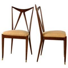 Ico Parisi , Pair of elegant Walnut Side Chairs