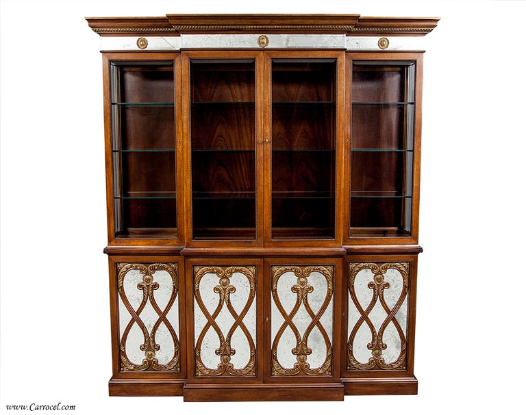 EJ VICTOR Luxurious Mahogany Breakfront China Cabinet Bookcase