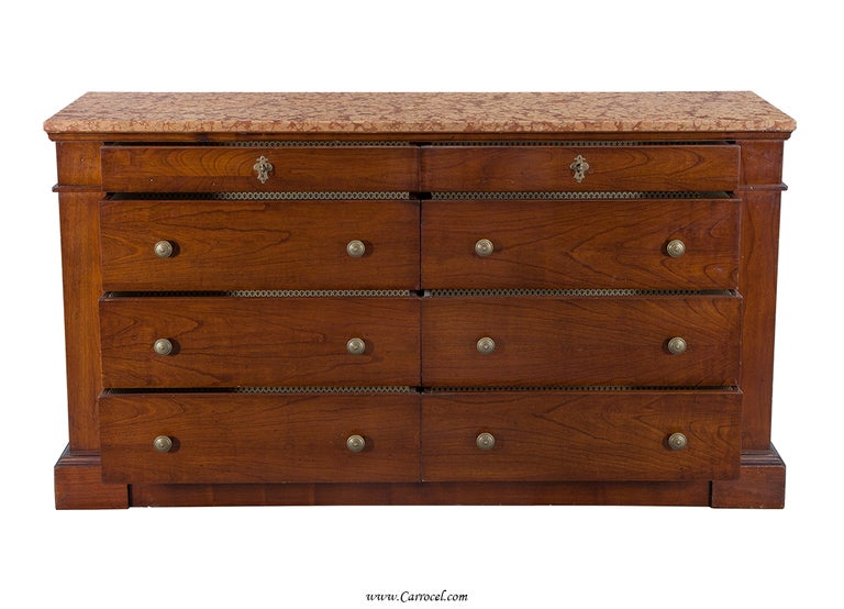 Italian Vintage Marble Top Rosewood Bedroom Dresser Made In Italy at