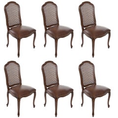 Set of 6 Italian French Louis XV Cane Back Dining Side Chairs Custom