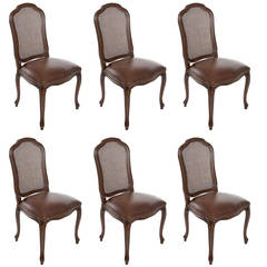 Set of 6 Italian French Louis XV Cane Back Dining Side Chairs Custom 6
