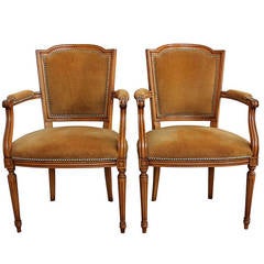 Retro Pair of Original Regency Parlor Arm Chairs