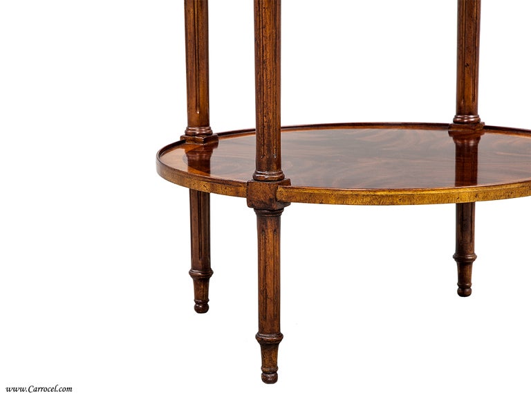 Pair of HIGH END Crotch Swirl Flamed Mahogany Round End Sofa Tables 1