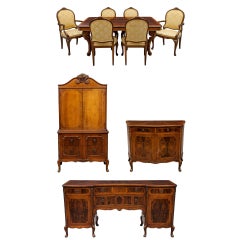 Amazing American Louis XV 10 Piece Rosewood And Walnut Complete Dining Set Suite