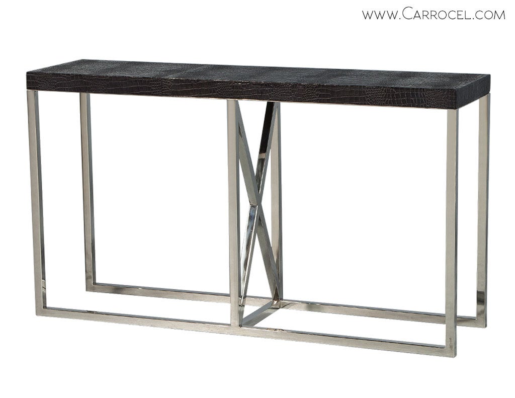 Modern Black Croc Extendible Console