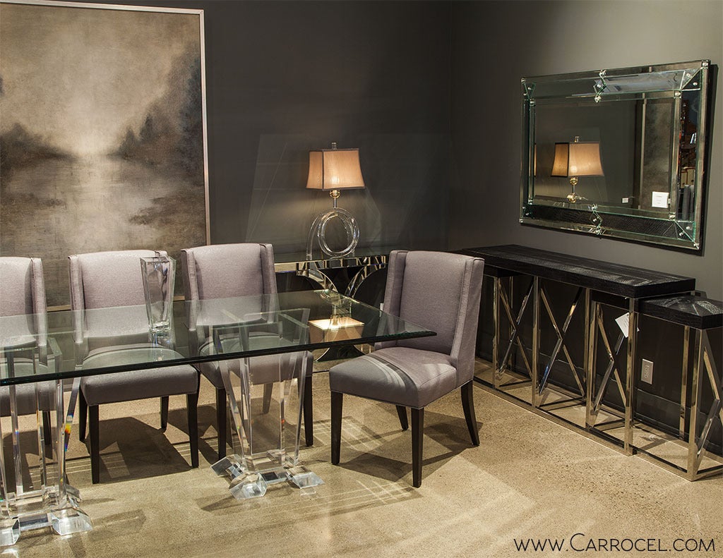 Chrome Black Croc Extendible Console